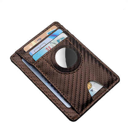 Carbon Fiber Texture Minimalist Wallet Card Holder 2 in 1 Portable Slim Case for AirTag
