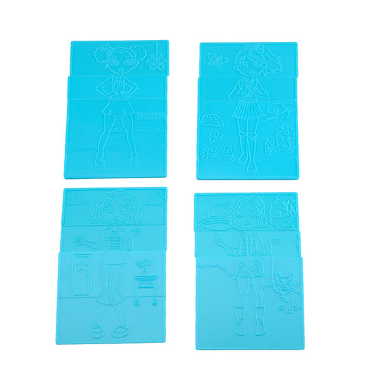 023-5 Scribble Drawing Board Changeable Dressing Block with Crayons Kids Tracing Toy