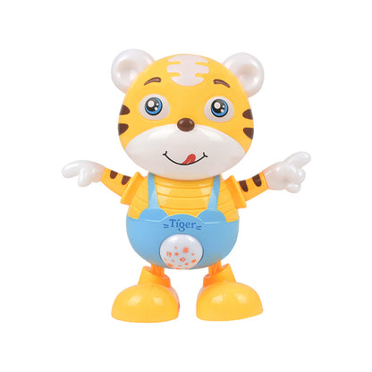 0881 Children Electric Dancing Toys Cartoon Cute Tiger Walking Robot with Light Music Fun Early Educational Toys