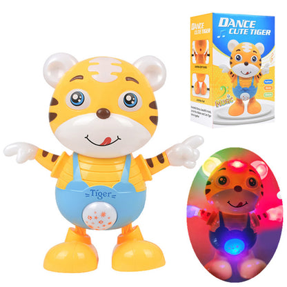 0881 Children Electric Dancing Toys Cartoon Cute Tiger Walking Robot with Light Music Fun Early Educational Toys