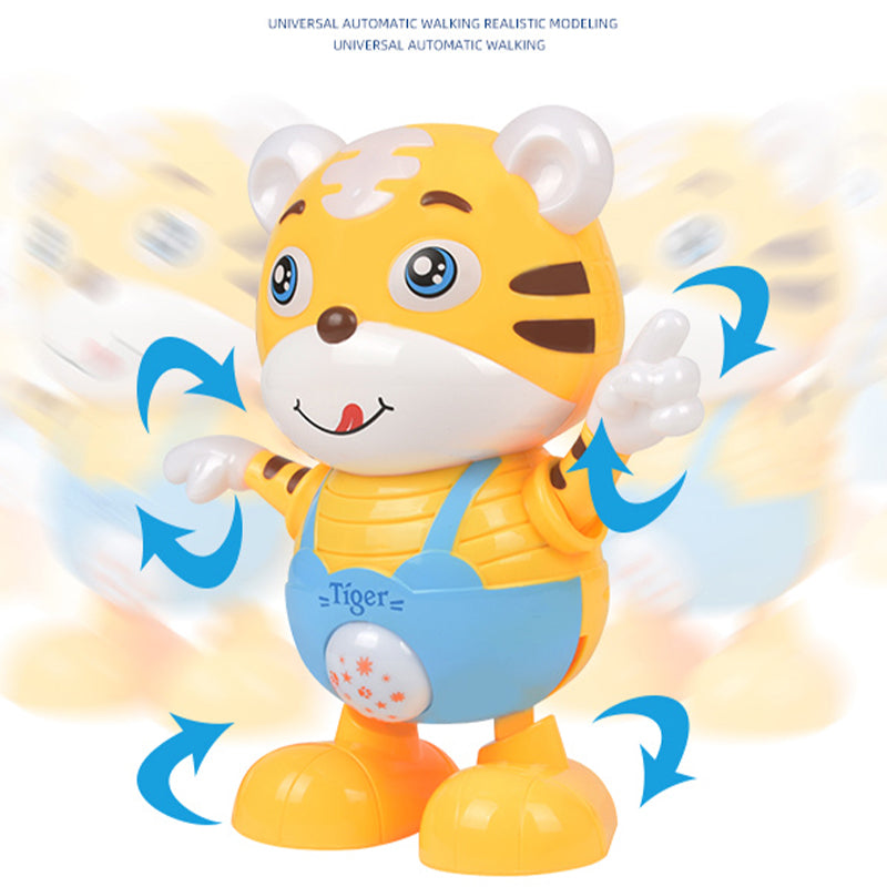 0881 Children Electric Dancing Toys Cartoon Cute Tiger Walking Robot with Light Music Fun Early Educational Toys