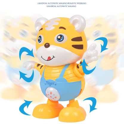 0881 Children Electric Dancing Toys Cartoon Cute Tiger Walking Robot with Light Music Fun Early Educational Toys