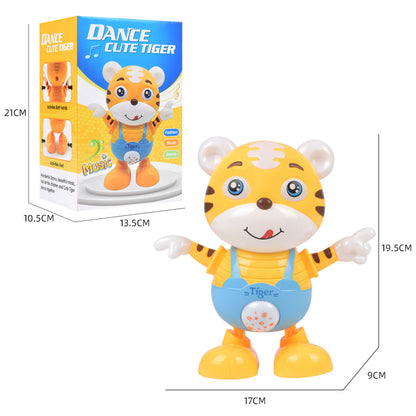 0881 Children Electric Dancing Toys Cartoon Cute Tiger Walking Robot with Light Music Fun Early Educational Toys