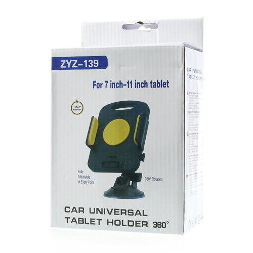 Yellow Universal 360 Degree Rotating Sucker Car Tablet Holder 7-11 inch Tablet Bracket