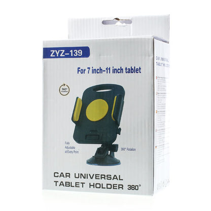 Yellow Universal 360 Degree Rotating Sucker Car Tablet Holder 7-11 inch Tablet Bracket