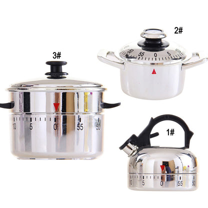Stainless Steel Kitchen 60 Minutes Timer Clock Teapot Clockwork Cooking