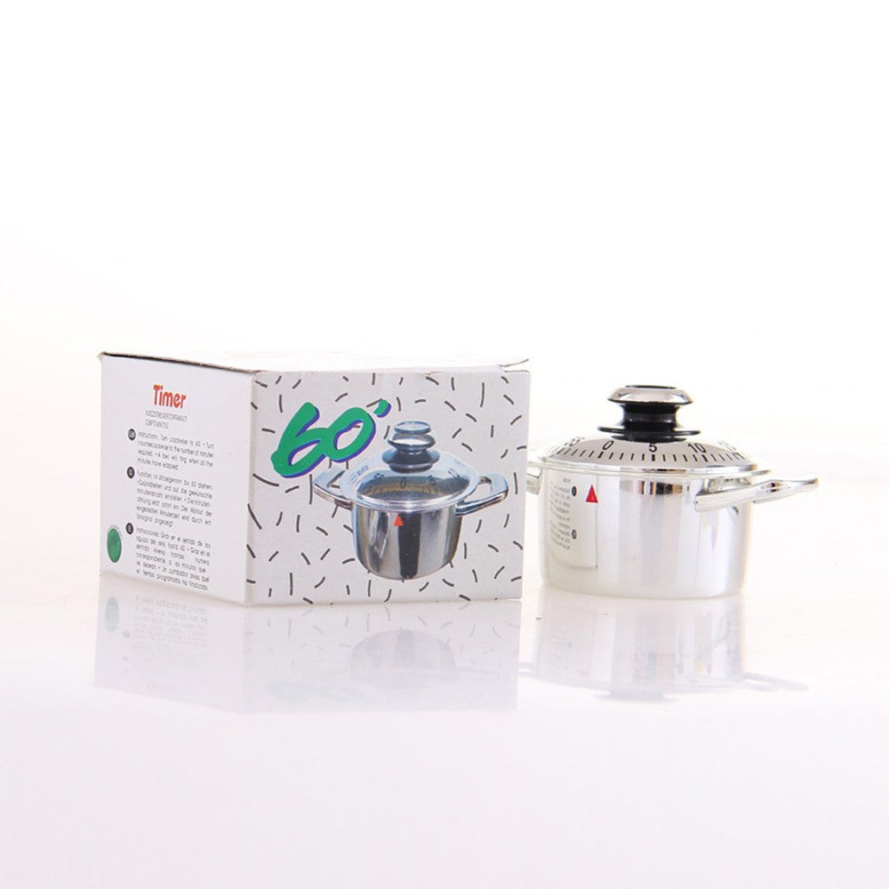 Stainless Steel Kitchen 60 Minutes Timer Clock Teapot Clockwork Cooking