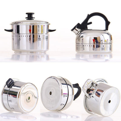 Stainless Steel Kitchen 60 Minutes Timer Clock Teapot Clockwork Cooking