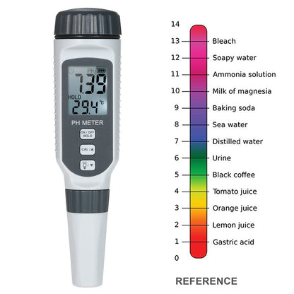 SMART SENSOR Professional pH Water Quality Tester High Precision Portable Pen Type pH Meter Acidometer for Aquarium Acidimeter pH Tester Measure Household Drinking Solution with ATC Auto Temperature Compensation Function and Backlight