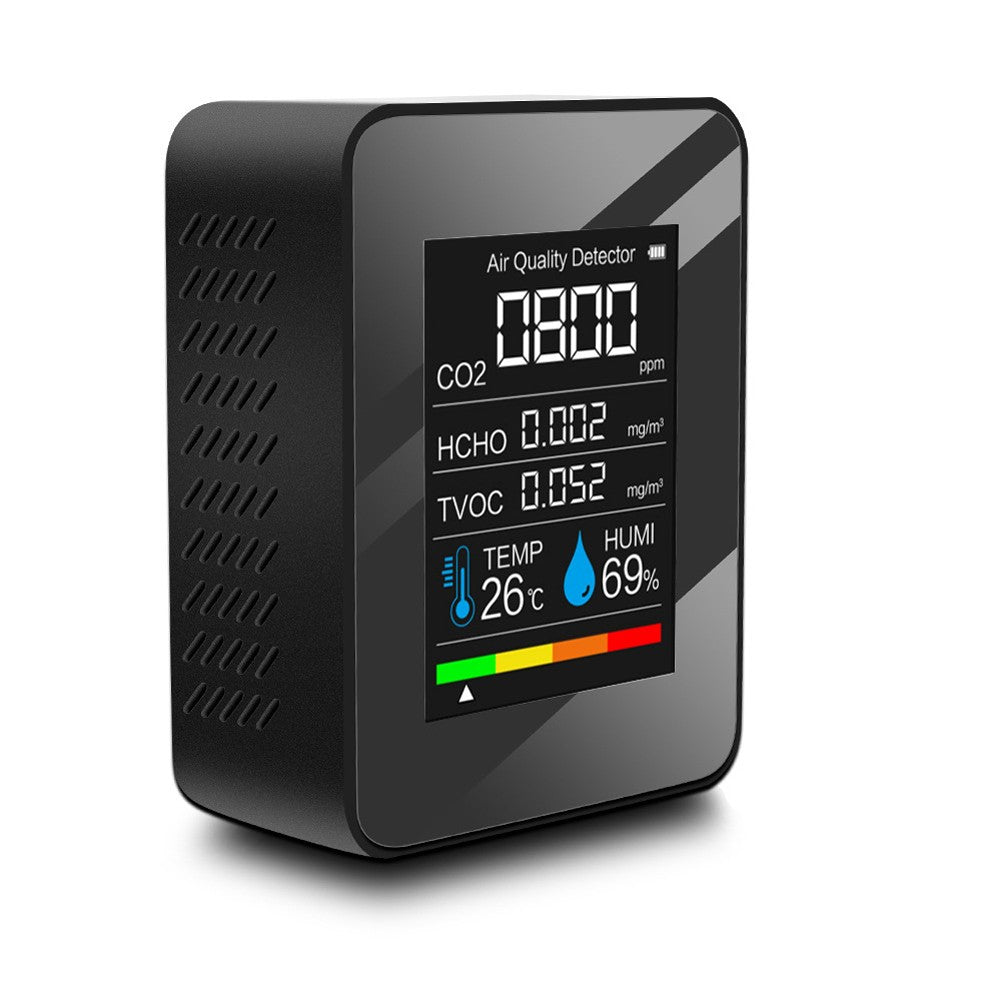 Household Air Quality Detector Multifunctional CO2 Tester Air Quality Monitor with Carbon Dioxide TVOC HCHO Value Electricity Quantity Temperature Humidity Display Function