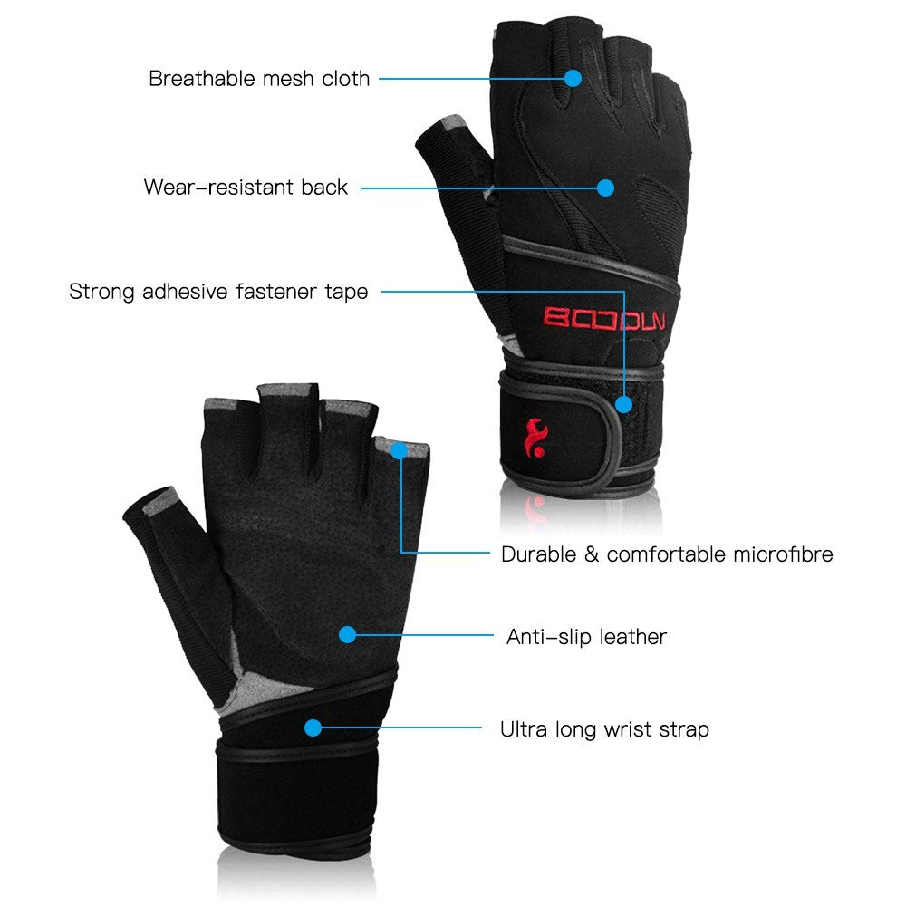 1 Pair Fingerless Anti-Slip Shock-Absorbing Gloves Outdoor Multi-function Sports Gloves for Fitness Cycling Training Outdoor Sports