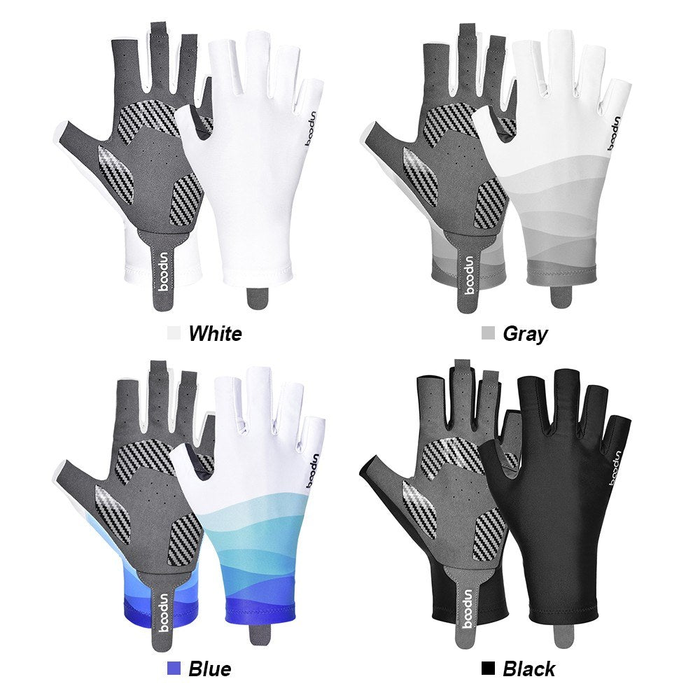 1 Pair Half Finger Gloves Stretchy Anti-Slip Gloves for Outdoor Cycling Hiking Driving