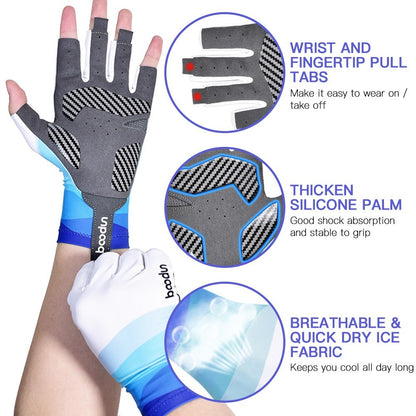 1 Pair Half Finger Gloves Stretchy Anti-Slip Gloves for Outdoor Cycling Hiking Driving