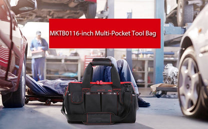 METERK Tools Carrying Bag 16-inch Anti-scratch Multi-pockets Tool Storage Bag with Adjustable Shoulder Strap