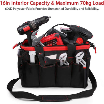 METERK Tools Carrying Bag 16-inch Anti-scratch Multi-pockets Tool Storage Bag with Adjustable Shoulder Strap