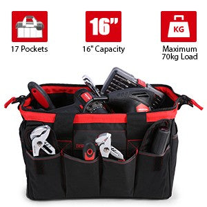 METERK Tools Carrying Bag 16-inch Anti-scratch Multi-pockets Tool Storage Bag with Adjustable Shoulder Strap