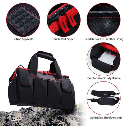 METERK Tools Carrying Bag 16-inch Anti-scratch Multi-pockets Tool Storage Bag with Adjustable Shoulder Strap